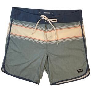 Ezekiel Striped Board Shorts Mens 38 Surf Swim Stretch Trunks Coastal Beach Dad